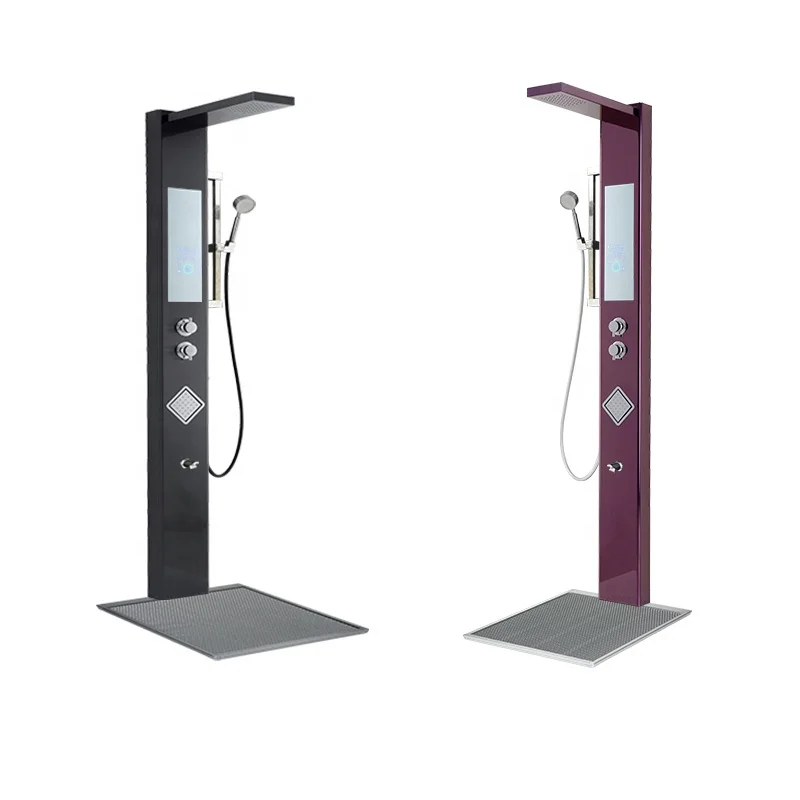 Роскошная термостатическая Светодиодная насадка для Дождевого душа винного красного цвета, душевые панели «Водопад» из нержавеющей стали для ванной комнаты