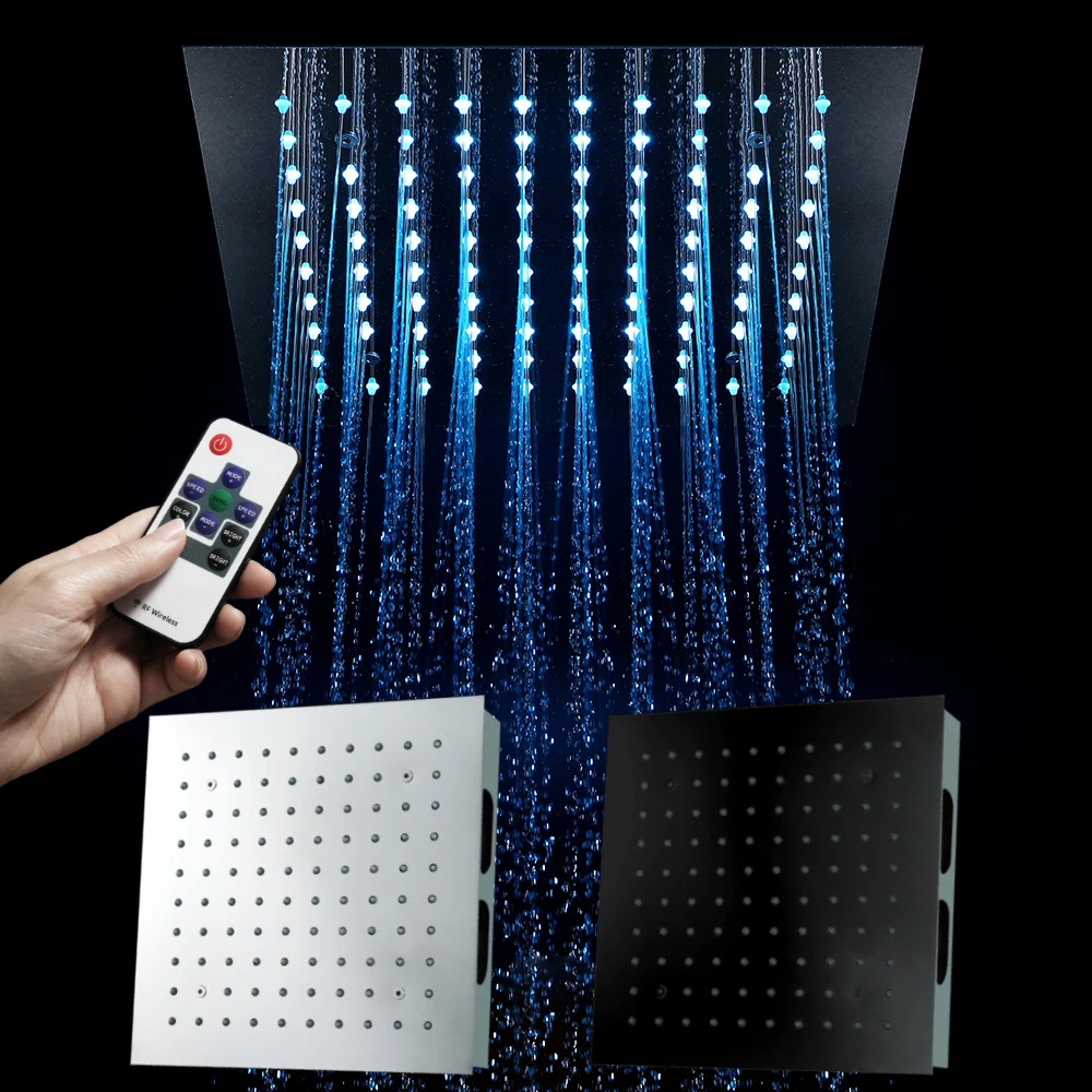 HIDEEP Embedded Ceiling Mounted 300mm Showerheads Bathroom Shower Polished Showers Remote Control LED Light Rainfall Shower Head