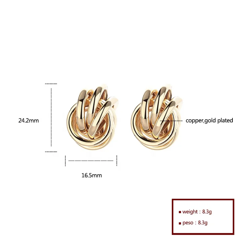 Wholesale Earrings Women 18K Gold Plated Stud  Earrings Fashion Jewelry For Women Bijouterie Joyeria Bisuterias Oro