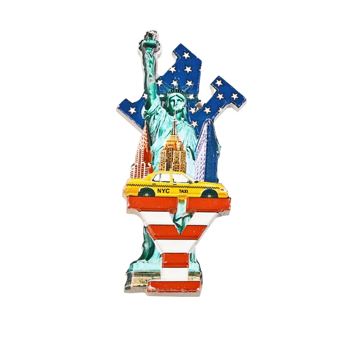 Custom 3D Logo hand-painted New York city Taxi Statue of Liberty  tourist Souvenir Polyresin Resin Fridge Magnet Fridge Magnets