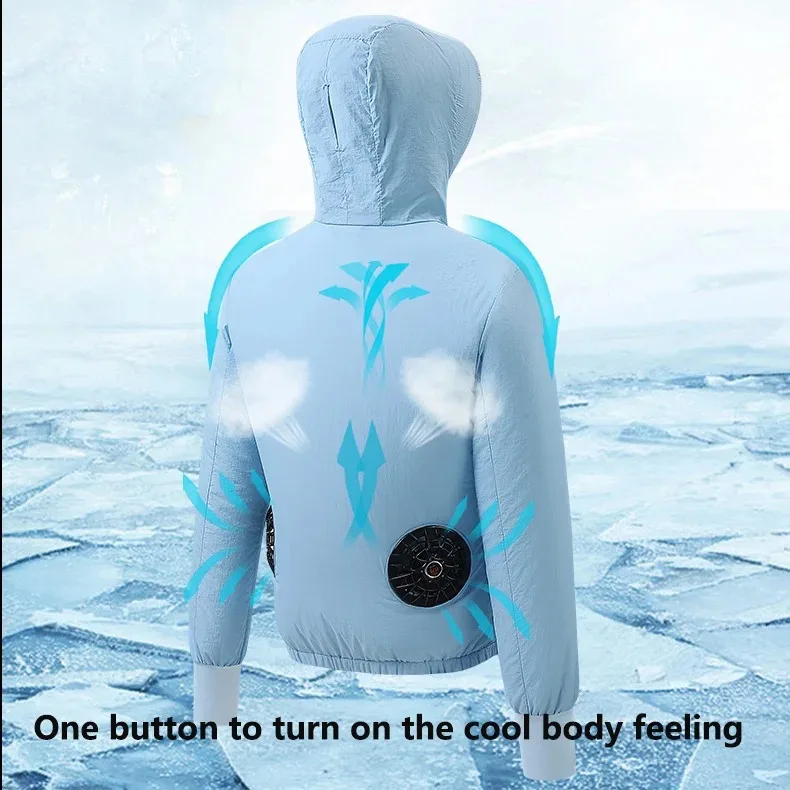 2024 Summer Outdoor Cooling Clothing Air Conditioning Coat Cool Work Wear Jacket Smart USB Charging Fan Cooling Jacket