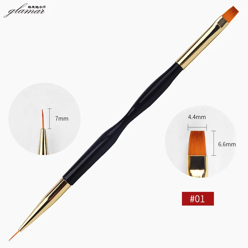 Factory Price Double Head Synthetic Hair Ergonomics Handle Painting Liner Gel Polish Nail Art Brush