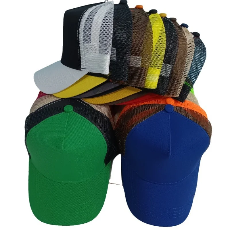 High Quality Light Plate Splicing Baseball Cap Summer Visor Net Cap Foreign Trade Five Hats Truck Driver Cap LOGO Production