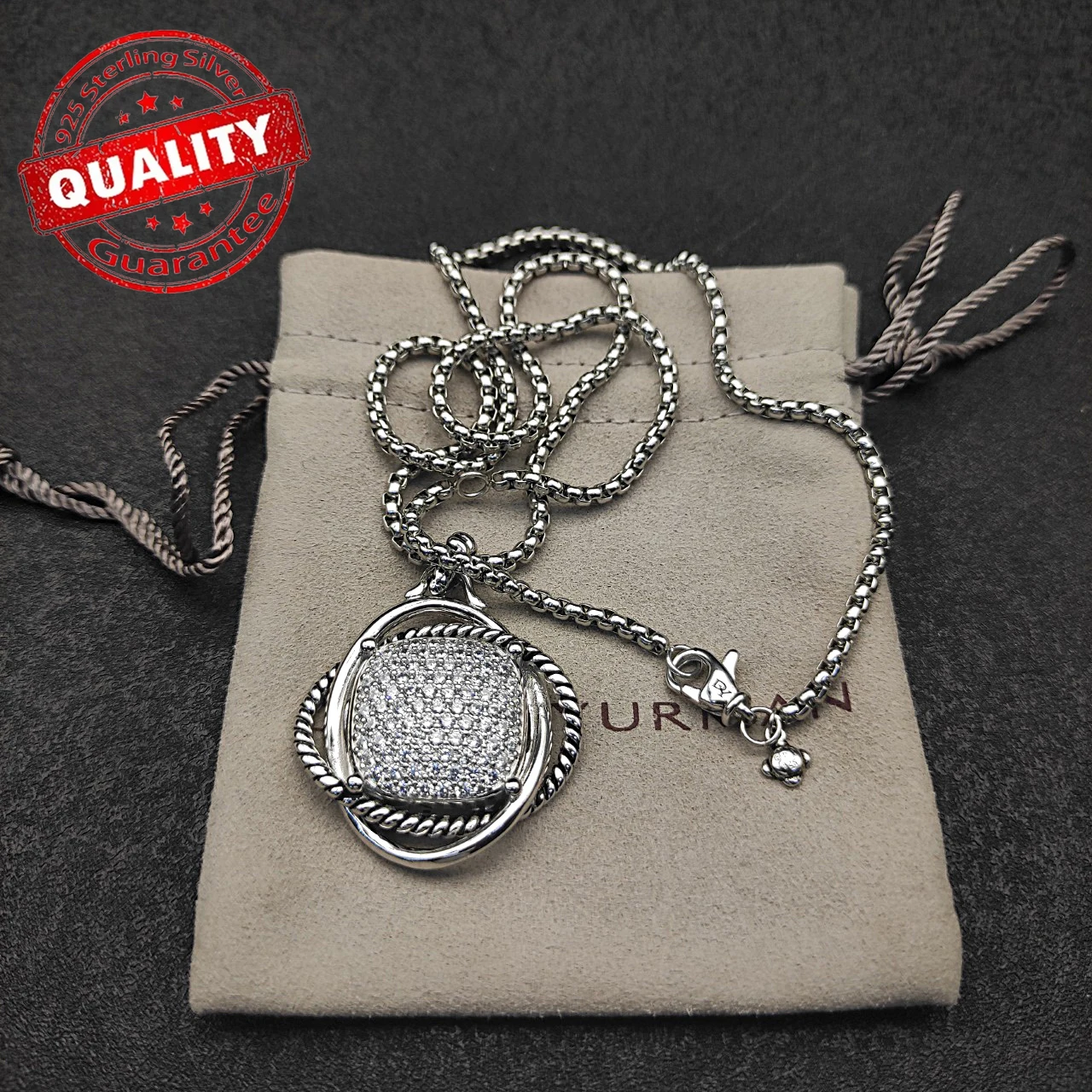 David Yarmans 925 silver hot selling ins32mm inlaid zircon twisted wire necklace, spicy girl style collarbone chain