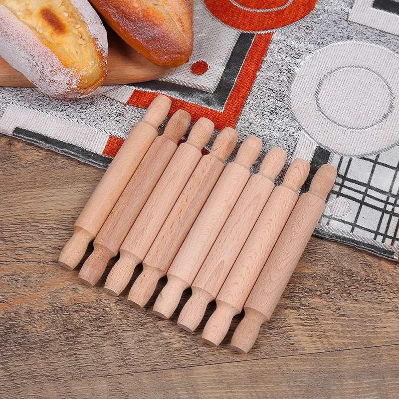 Armazon 14cm Mud Roller Pottery Tools Rolling Pin With Handle Happy Wooden Kitchen Toy Set