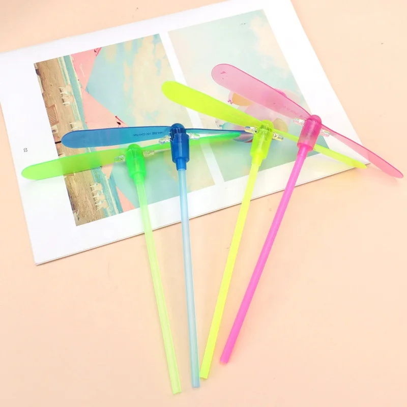 2023 Promotion Kids Stress Relief Adult Flying toys Fidget Portable Colorful Plastic Led Light Up Mini Toy Bamboo Dragonfly