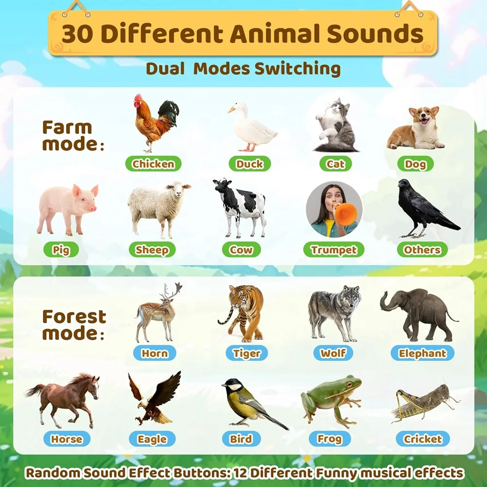 Outdoor discovery animal caller toy kids hunting toy blowing whistle horn with 2 mode 30 kinds of realistic animal sound effects