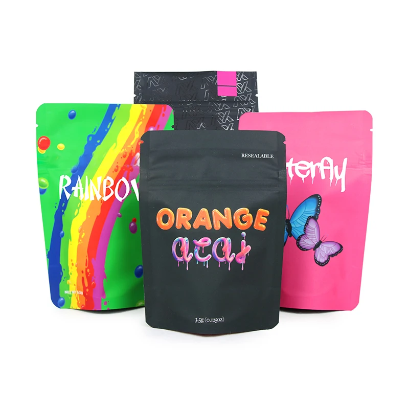 Custom Print 35 Mylar Bag for Gummies Childproof Zipper Bags Digital Print Smellproof Mylar Bags For Packing