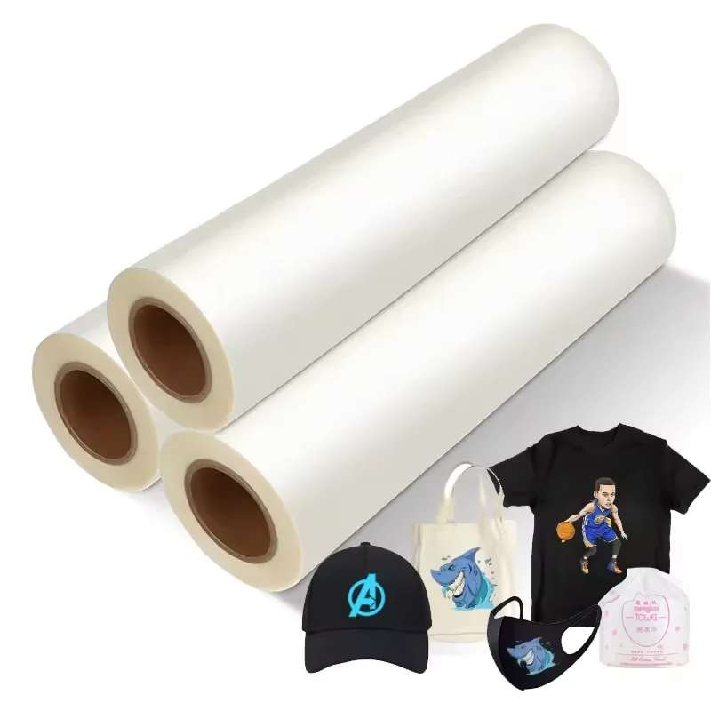 Low Price Good Quality Single Side 60cm DTF Print Paper Roll Hot Peel DTF printing film t shirt heat transfer dtf film