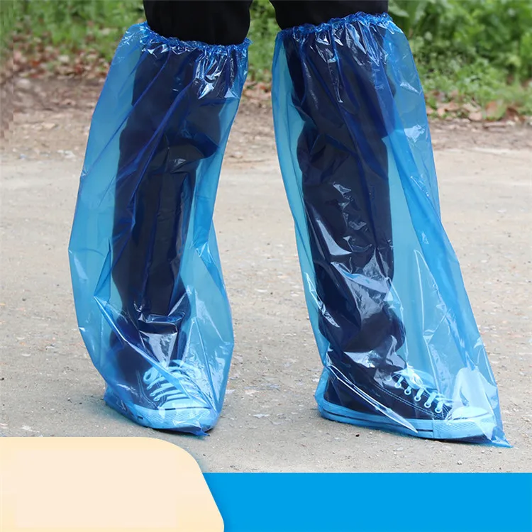 
Wholesale disposable thickened long tube rainy weather foot cover PE plastic rain boot custom 