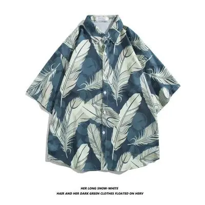 Summer holiday graphic printed vacation hawaii style quick dry loose plus size shirts for men