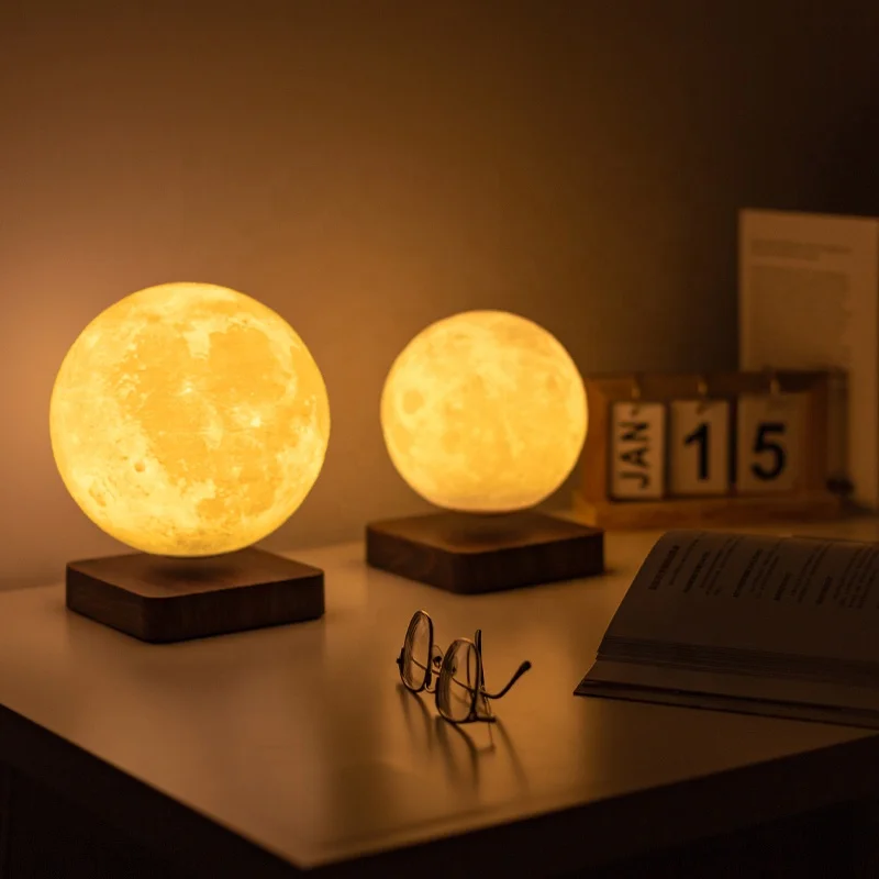 Nordic Decoration Table Lamp Office Desk Wholesale Cheap Bedroom Magnetic Levitating Floating 18CM Moon Table Room Lamp