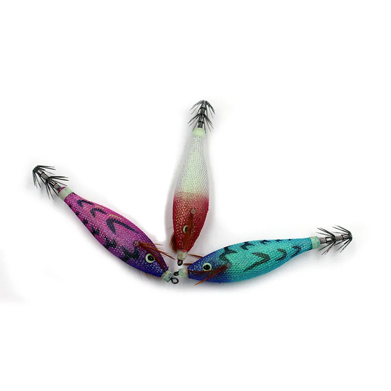 99mm 10g  Luminous  squid jig lure  double layered umbrella hook Cuttlefish lure jig 3D eye octopus jig lure shrimp