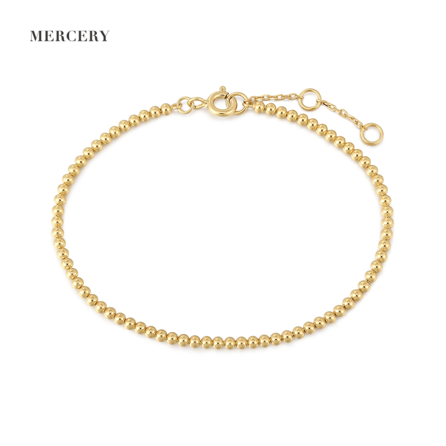 Mercery New Product Ideas 2023 Custom Beaded Bracelet 14K Gold Plated Bracelet Sterling Silver Bracelets For Women