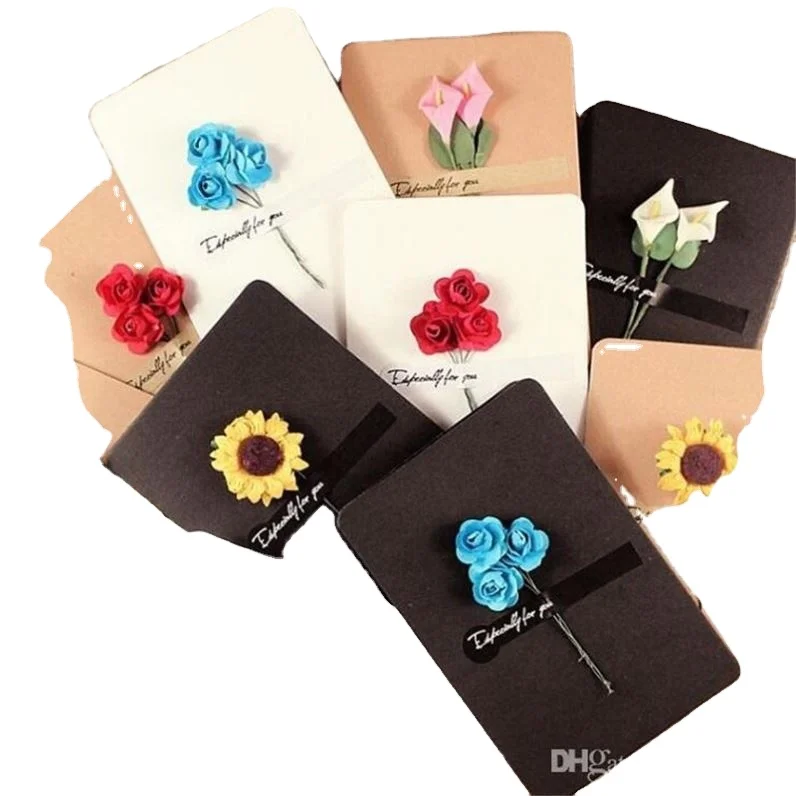 Custom Wholesale Handmade Creative Real Dried  Retro Kraft Paper Hand -Dried Flowers Greeting Card or Mom Teacher Friends L0173