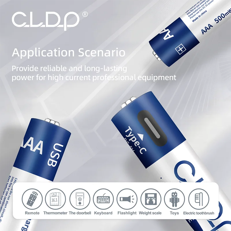 CLDP brand 4pcs per pack No.7 1.6v 500mWh Zinc-Nickel usb aaa rechargeable batteries for wholesale
