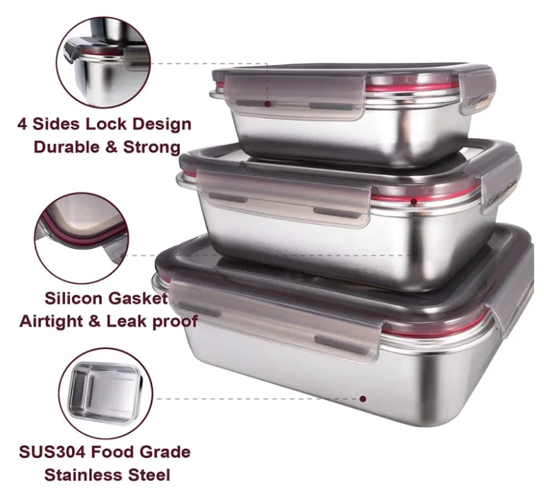 IKOO stainless steel food container with lid