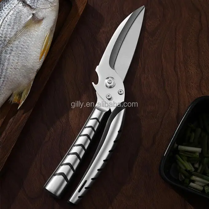 All Stainless Steel Super Sharp Poultry Shears All Purpose Kitchen Scissors Cutting Chicken Bone Meat Herb Salad Scissor Cutter