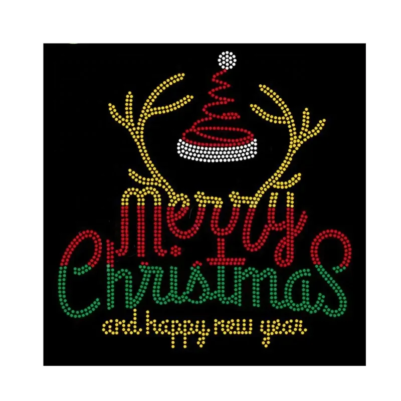 Custom Flatback Iron Patch Holidays Christmas Believe Rhinestone Heat Transfer Design for Clothes Shoes Bags shirts hoodies hat