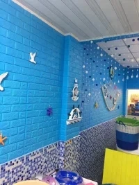 Синие самоклеящиеся водонепроницаемые обои из ПЭ с имитацией кирпича настенные 3D стикеры для гостиной спальни декоративные в наличии