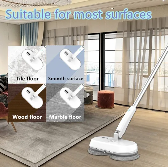 Water Spraying LED Lighting Waxing and Polishing Multi-function Cordless Electric Cleaning Floor Spray Mop With Electrolysis