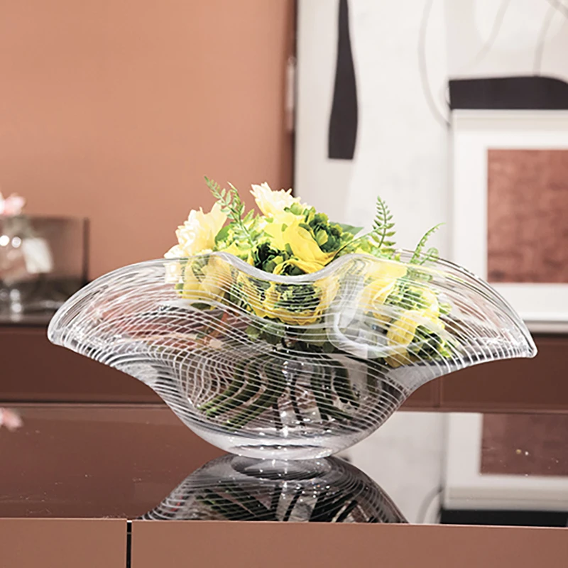 Large ship shape white silk vegetable compote crystal glass double layer dry fruit plate decoration tray