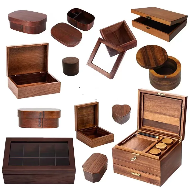 Handmade Walnut Wooden Jewelry Storage Case with Durable Square Design Drawers Custom Painted Luxury Eco-Friendly Watch Boxes