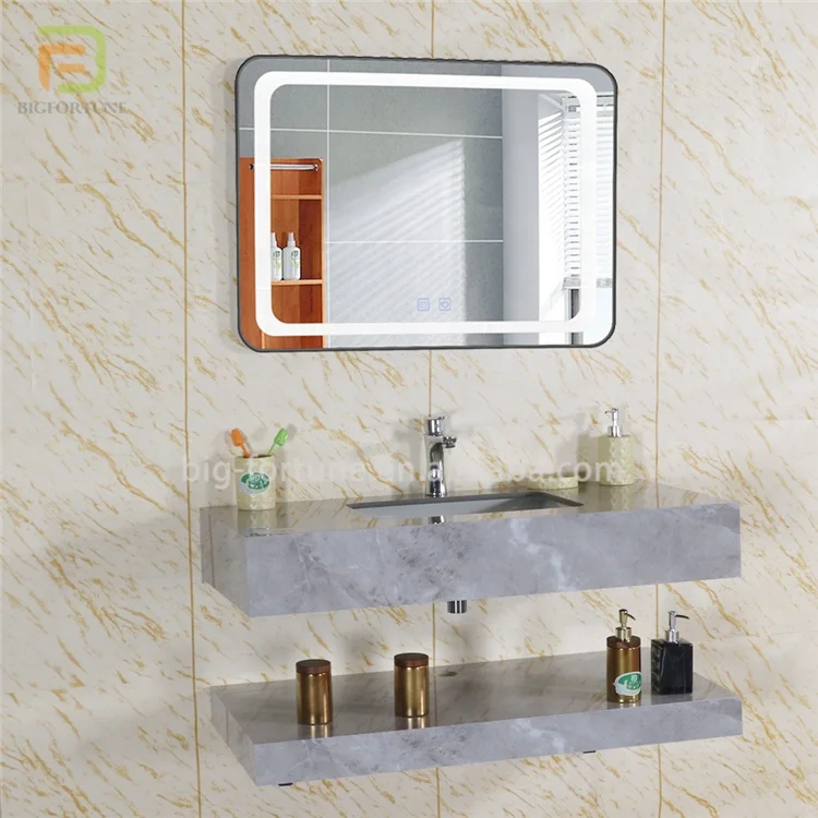 Modern design vanity wash basin bathroom sink rectangle artificial stone basins bathroom cabinets with mirror