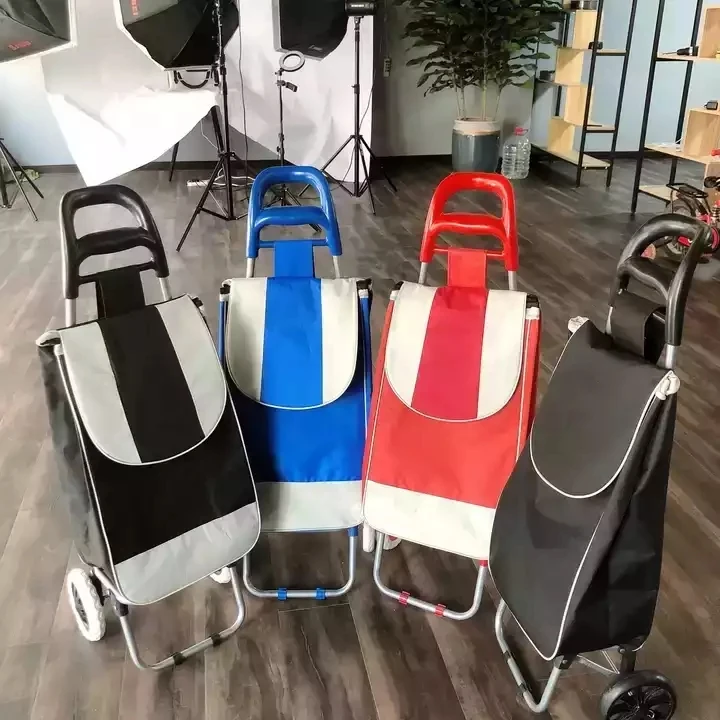 Supermarket shopping two-wheeled hand trolley old man shopping vegetables stair climbing three-wheeled folding Oxford trolley tr