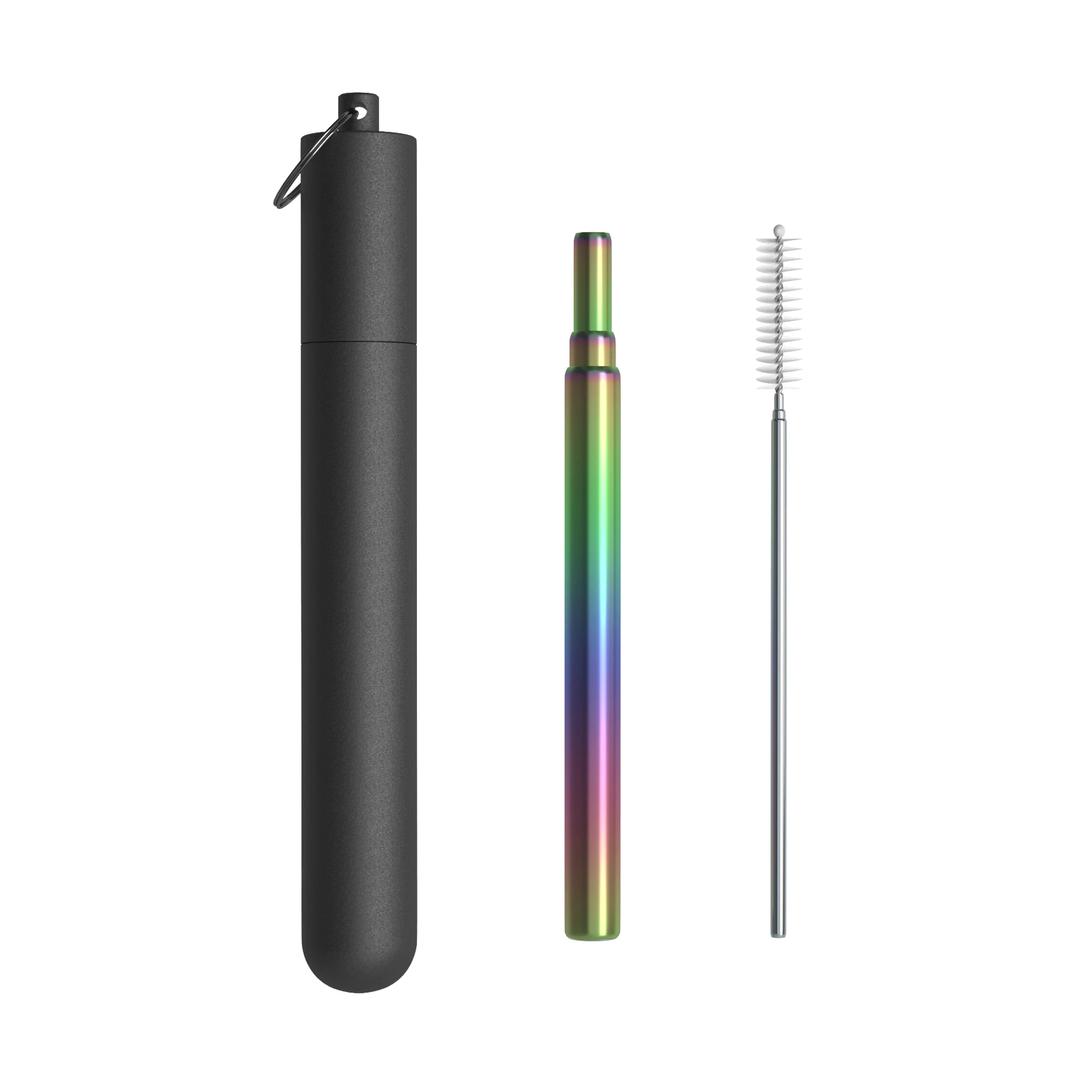 Reusable Stainless Steel Straws Telescopic Custom Logo Metal Straws with Aluminium Case