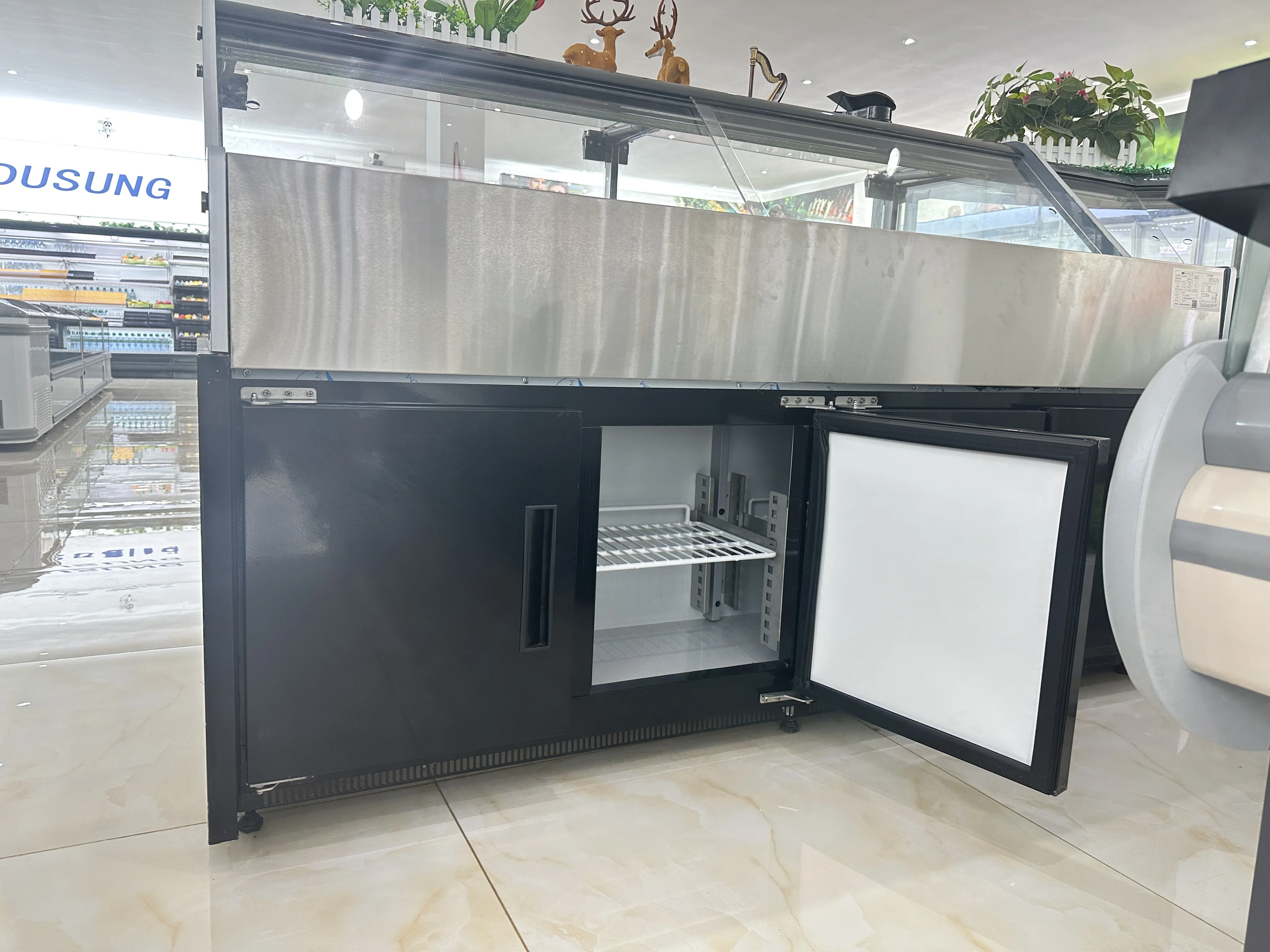 Commercial Supermarket Convenience Store  classic deli display counter  for food chicken meat cooked cooler display showcase