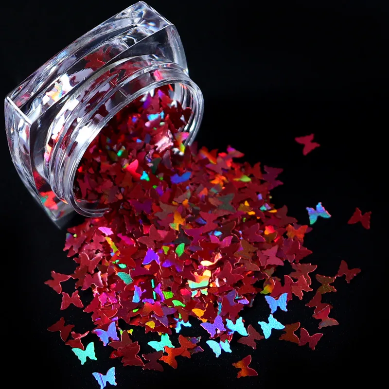 HENGXIN Bulk Manufacturer Supply New Arrival Laser Small Butterfly Glitter For Slime Filler DIY Crafts Nail Art Decoration