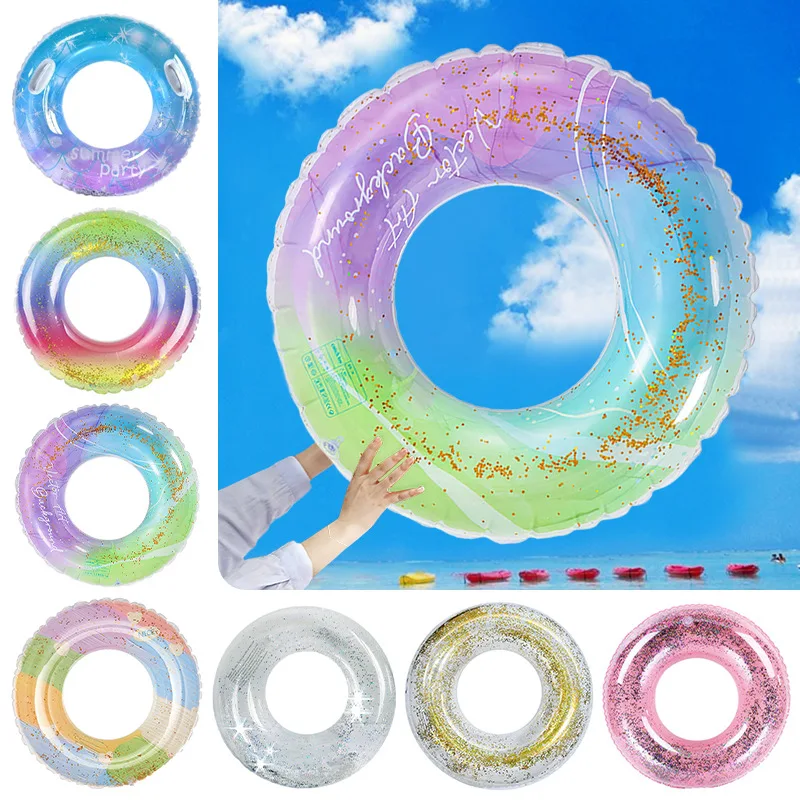 Safety Tropical Palms Flower Pool Big Women Inflatable Swimming Ring for Adults