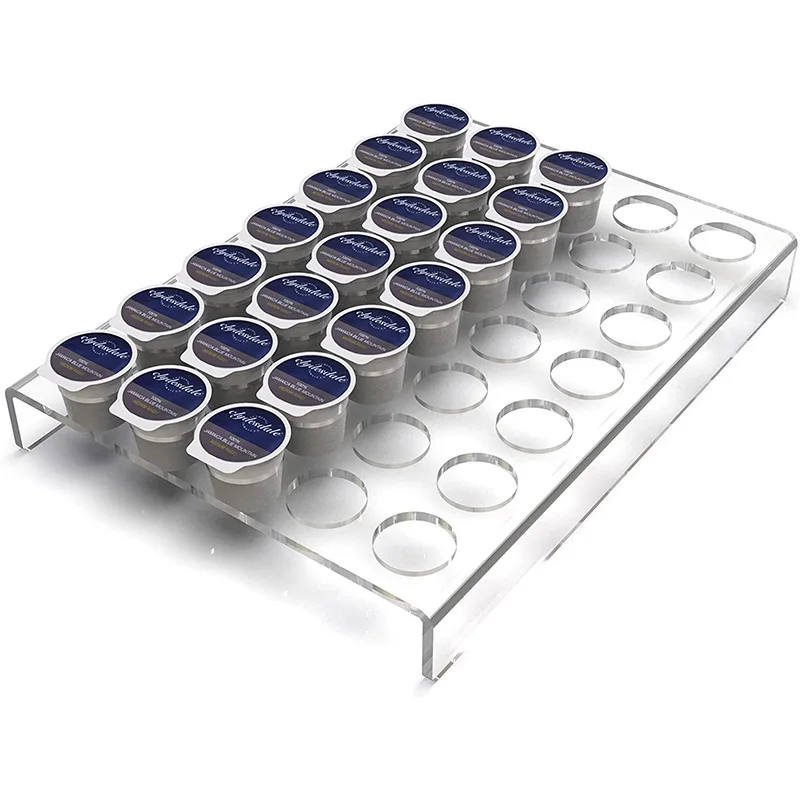 Countertop or in Drawer Storage Acrylic Flat Countertop Coffee Pod Organizer Holder K Cup Organizer Tray for 35 Coffee Pods