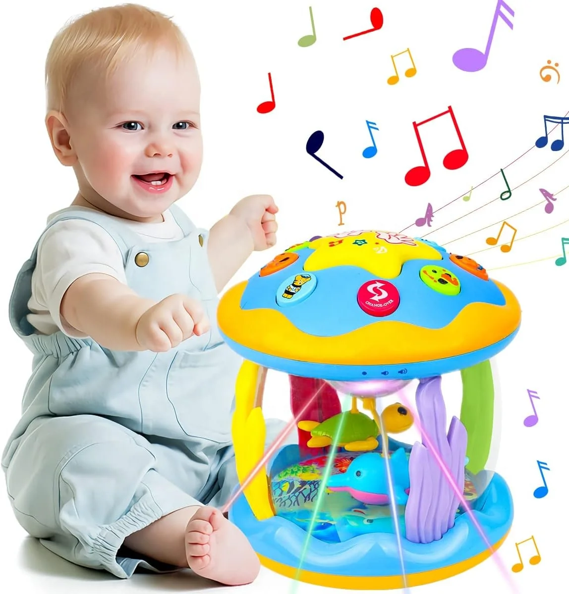 Musical Projector Toy Baby Musical Learning Infant Toys Babies Ocean Rotating Light up Drum Toys