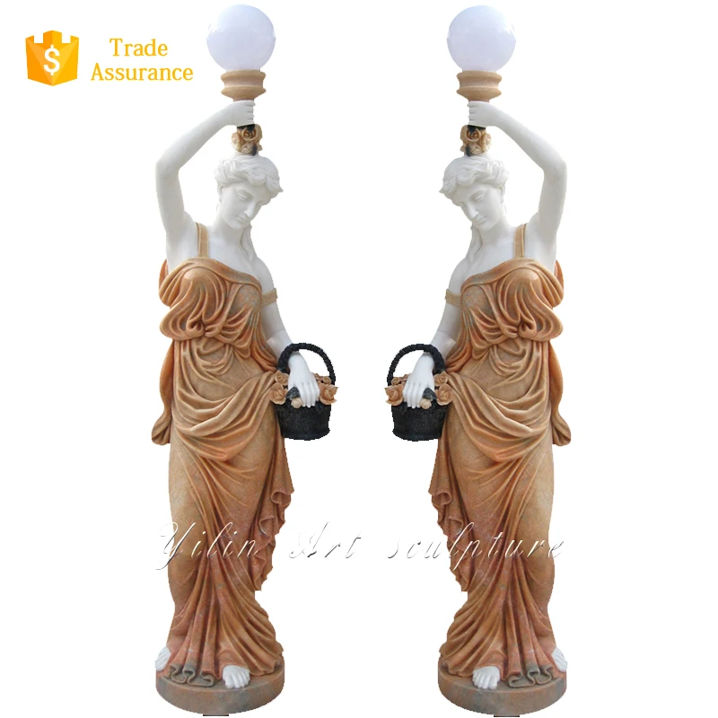 Natural Stone Woman Light Lamp Statue For Sale