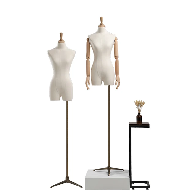 Hot sale plastic full body big bust manikin skin color female headless mannequin for clothes display