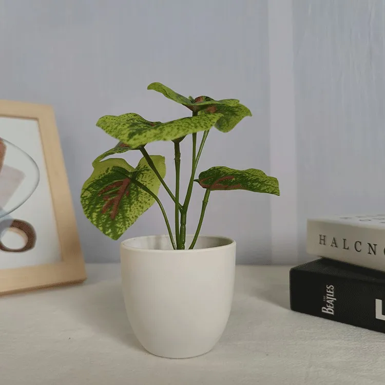 High Simulation Nearly Natural Faux Small Potted Plants Greenery Indoor Decorative Artificial Fern Bonsai Plant