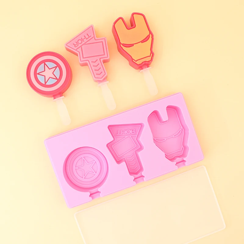 Food grade DIY superhero weapons equip children with cartoon patterns ice cream silicone molds