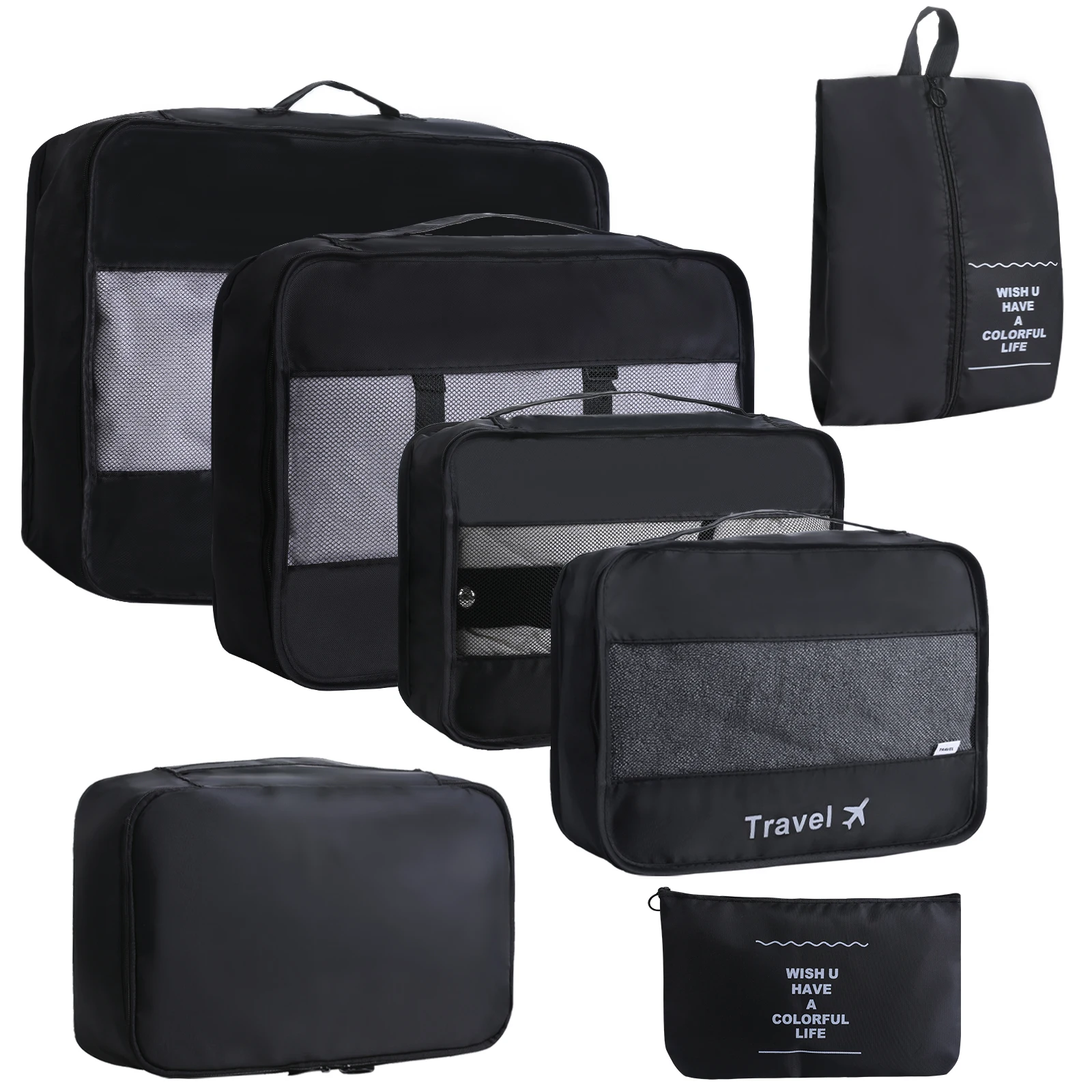 Wholesale new multi-function 7 pcs pack clothes organizer waterproof travel luggage organizer set with women packing cubes