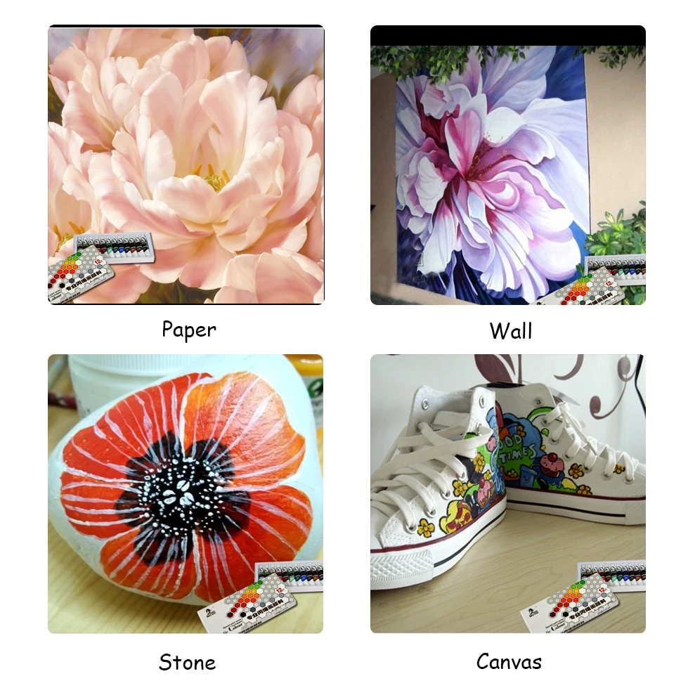 Art Supplies 12ml 12 Colors Acrylic paint for Canvas, Rock, Wood, Waterproof, Rich Pigments for Adults, Students, Kids