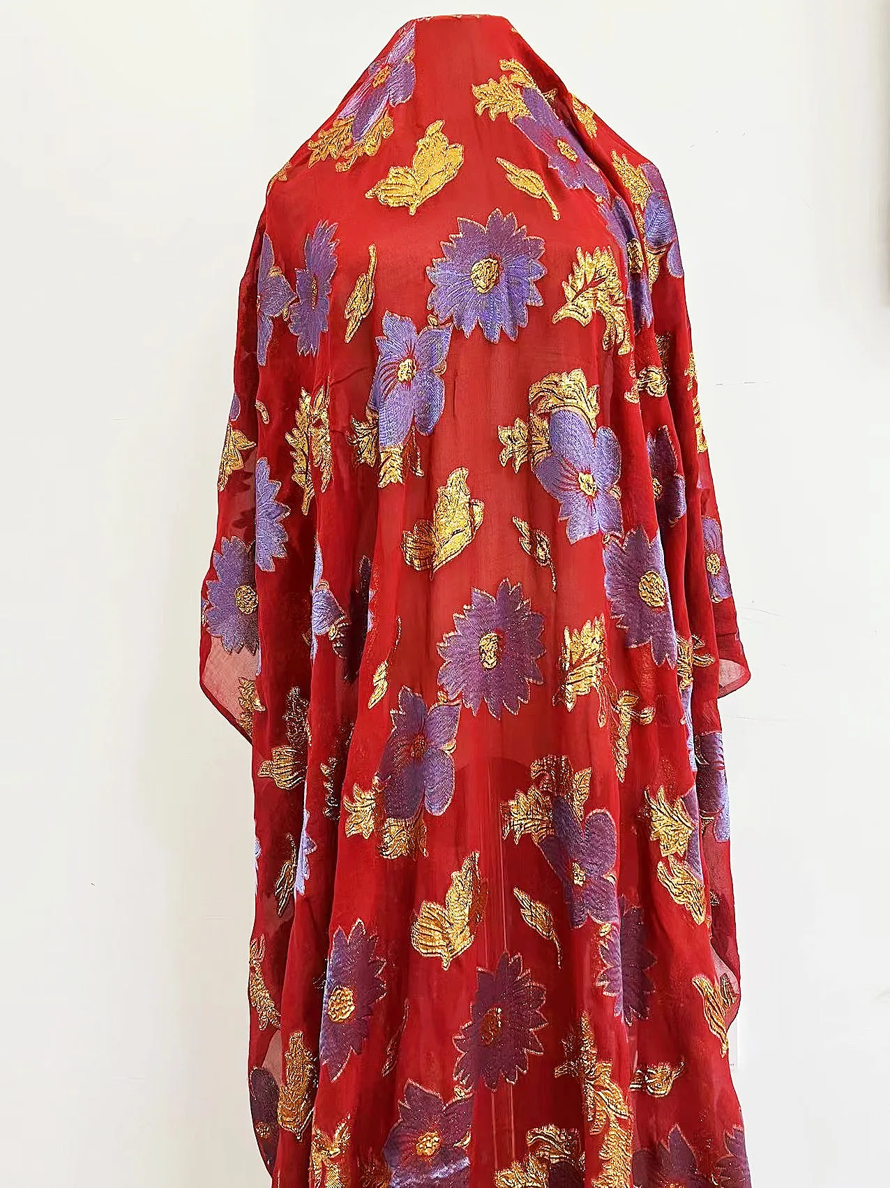 High Quality Beautiful silk blended lurex metallic gabasar width chiffon fabric