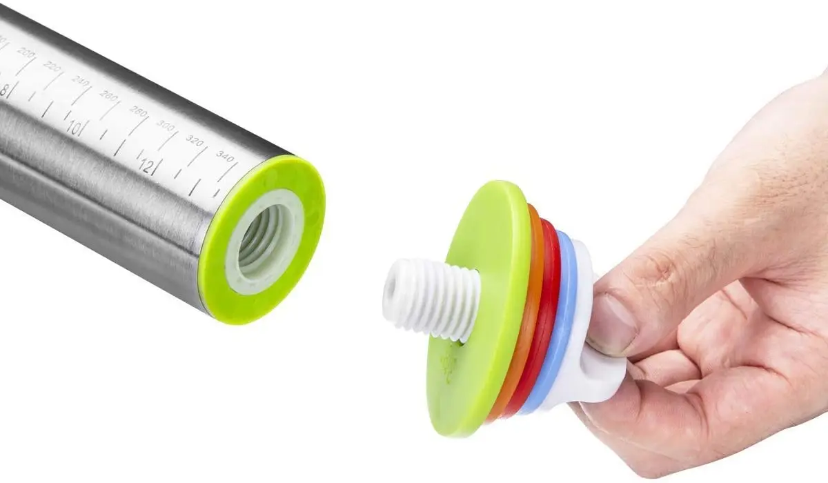 Adjustable Rolling Pin with Thickness Rings and silicone pastry baking mat set