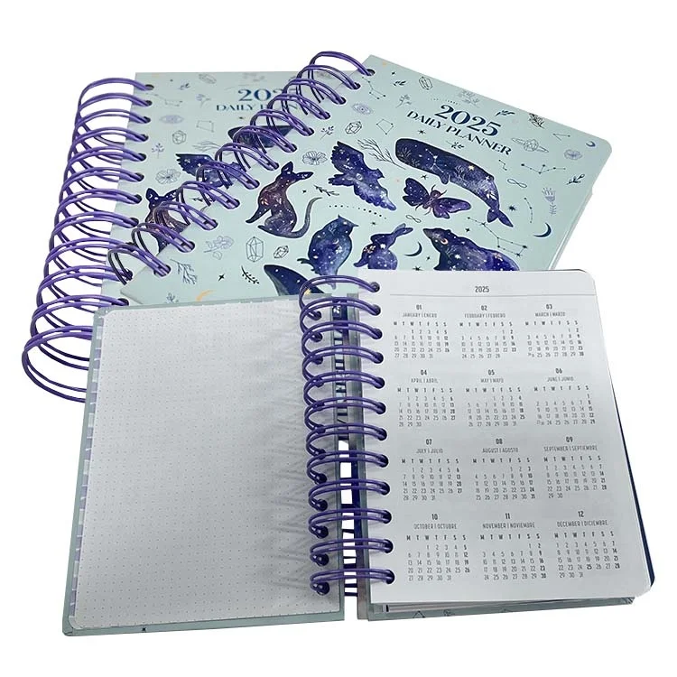Hot Selling 2025 Small Size Custom Monthly Weekly Daily Planner Printing OEM With Stickers Spiral Bound Agenda Planners Print