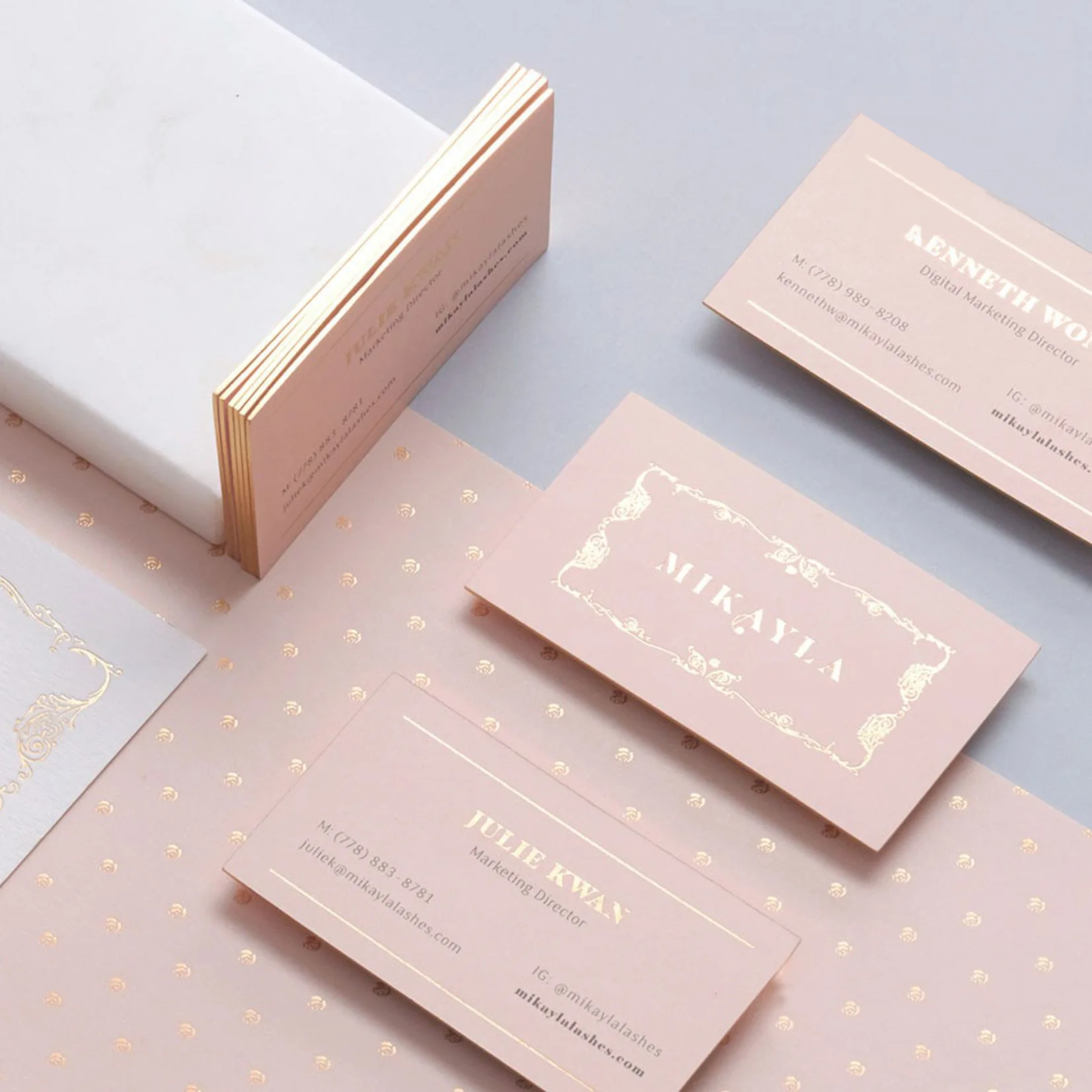 Small Business Custom Logo Card 5x9/7x11cm Matte Pink Cotton Card/Greeting/Thank You/Postcard Customized Packaging Cardboard