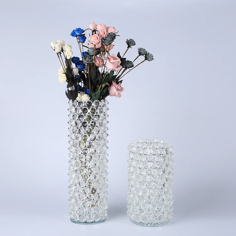 Europe style table wedding home sets clear shinning glass crystal flower vases