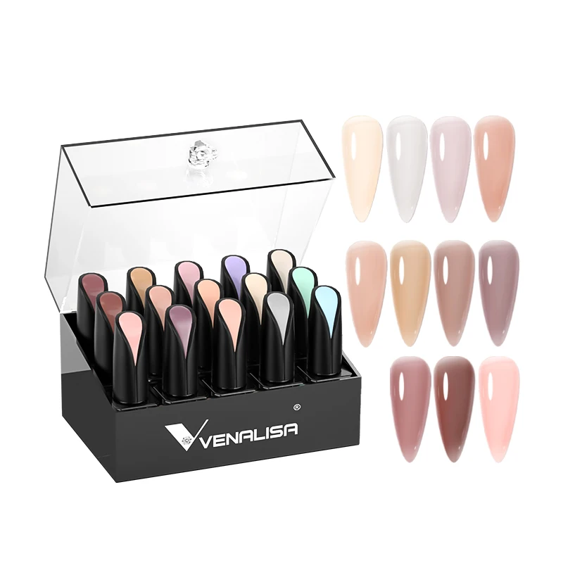VENALISA  New Glassy Nail Gift Kit 15pcs Good Quality Box For Make Up Set Base Gel Silky Matt Top Big Capacity Color Gek Kit