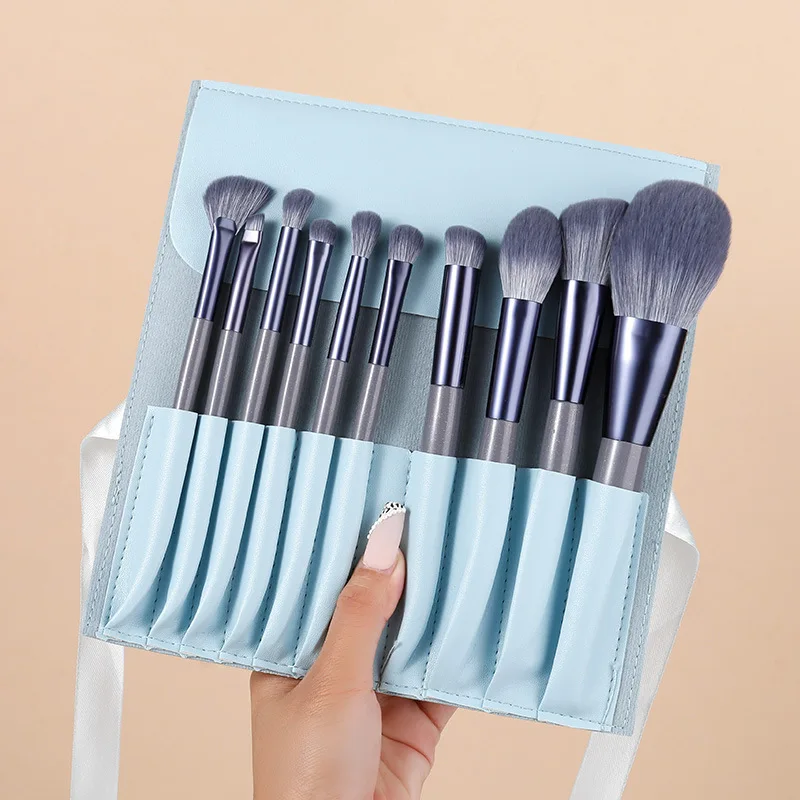 Competitive Price Cosmetic Glitter Beige Lash Cleansing Horse Hair Makeup Brushes Set Hourglass 18 Pcs Premium Synthetic 2 In1