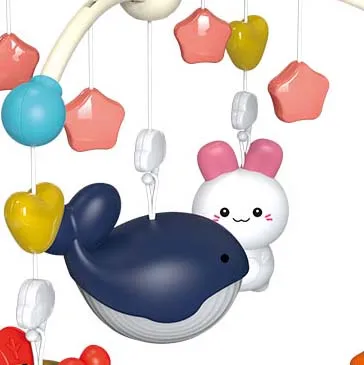 2024 Baby hot sale cloud music sleeping bed bell toy cartoon animal projection hanging mobile crib rattle toy