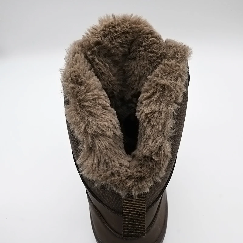 Winter thermal rubber anti slip durable lightweight waterproof footwear fur plush outdoor hiking snow shoes